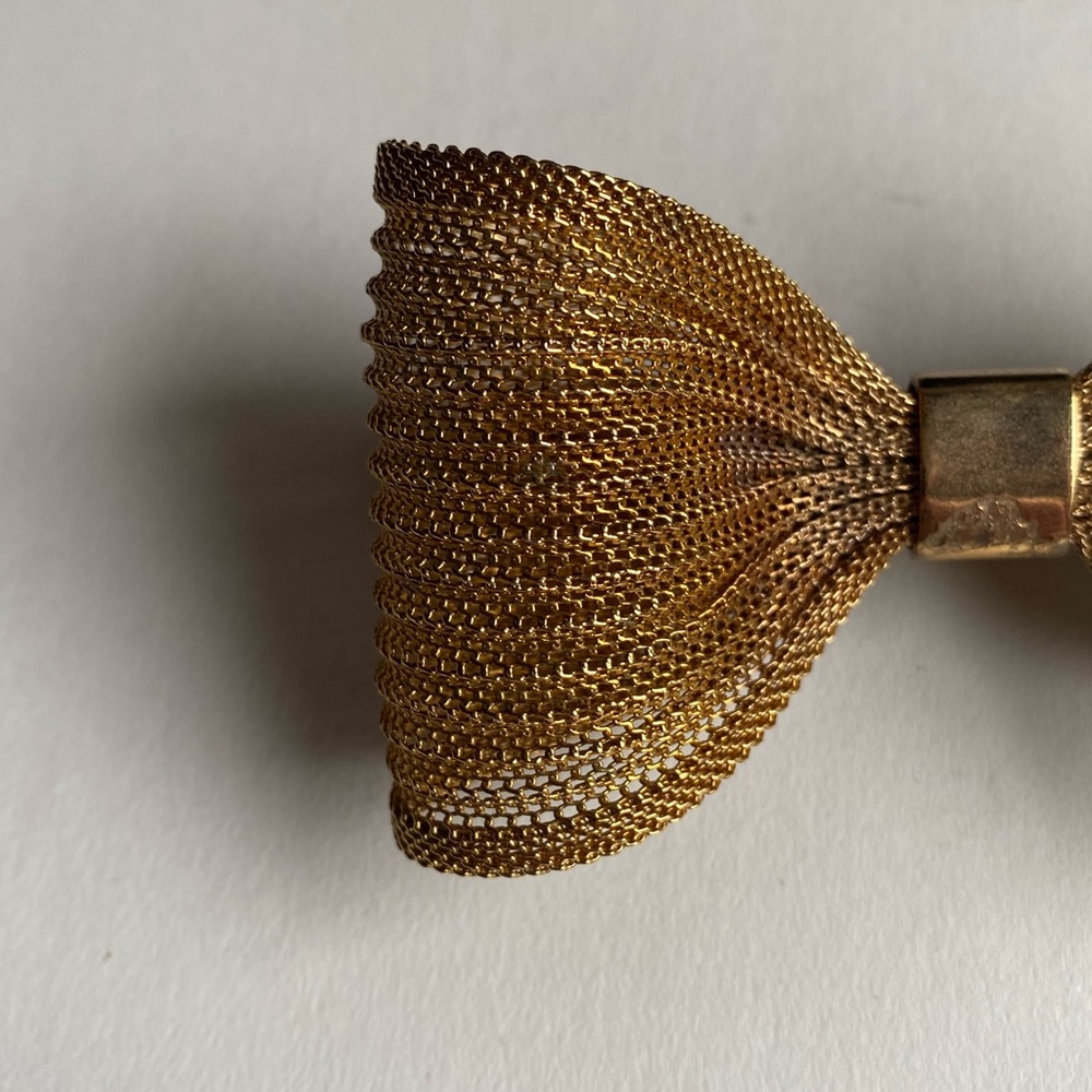 Vintage Large Gold Mesh Bow Barrette - Picture 9 of 10